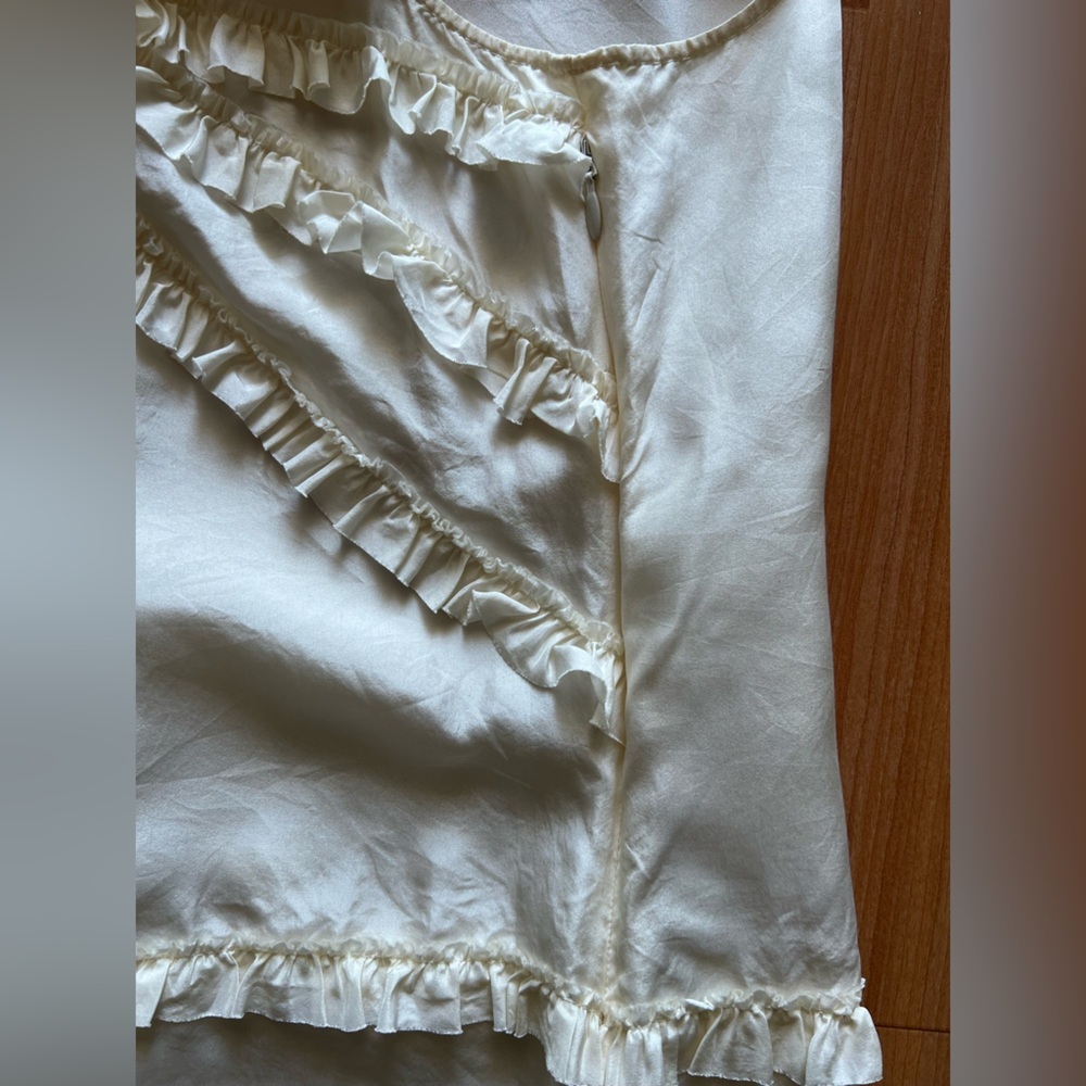 JCrew Silk Ivory Sleeveless Ribbon Blouse Size 0 - Picture 5 of 7